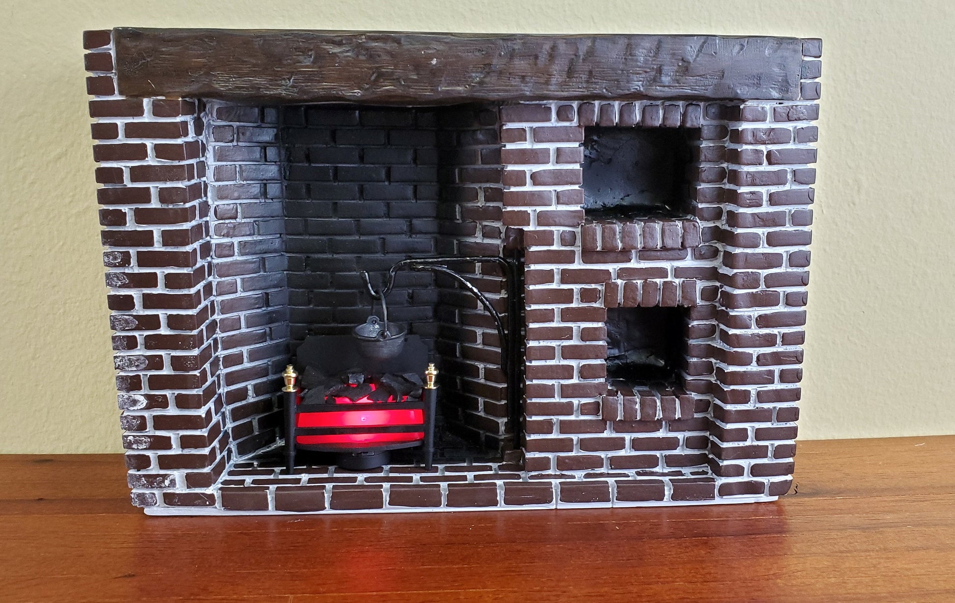 Dollhouse Miniature Battery Lit Fire Basket Fireplace Insert Coals 1:12 Scale
