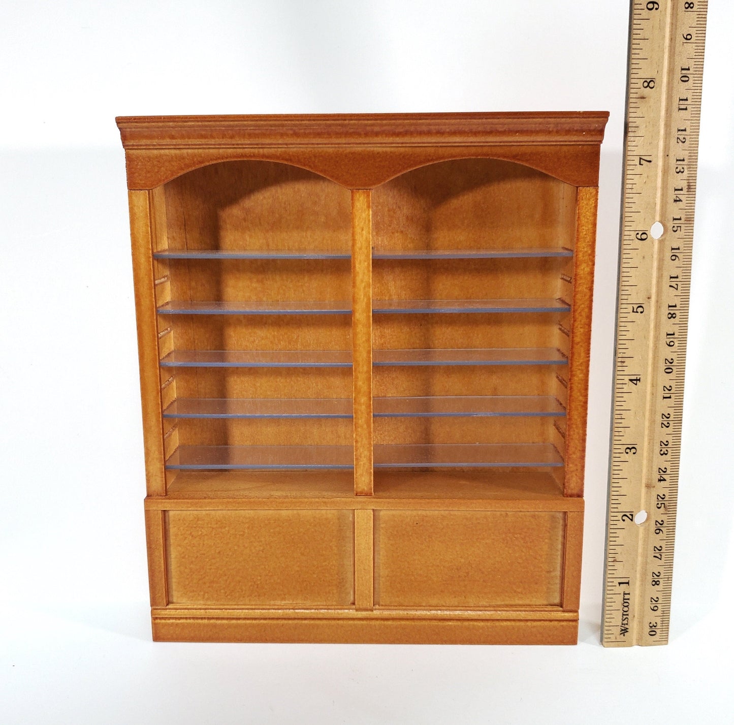 Dollhouse Library Bookcase or Shop Shelves 2 Bay 10 Adjustable Shelves 1:12 Scale Furniture