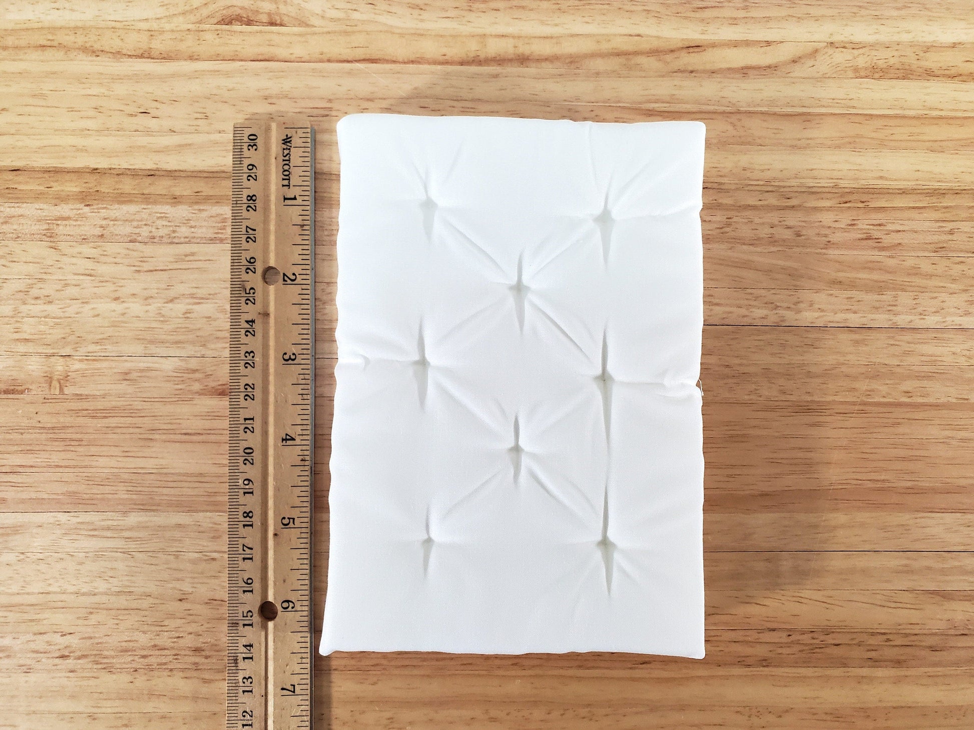 Dollhouse Doll Double Mattress White Tufted 1:12 Scale Miniature Bedroom 6 1/4" Long