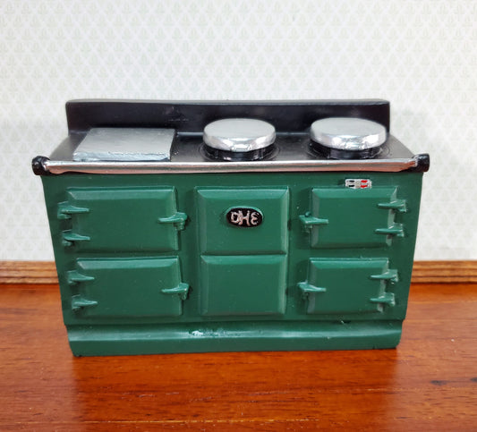Dollhouse AGA Style Cooker Stove Oven Green Large 1:12 Scale Miniature Kitchen