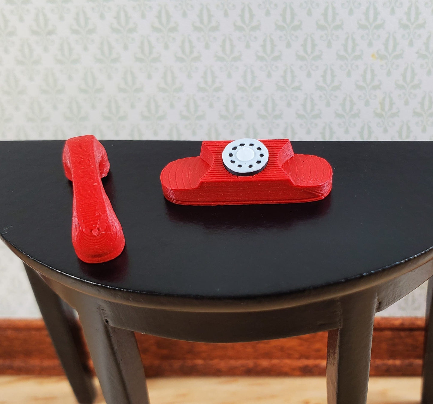 Dollhouse Princess Telephone Dial Phone Modern 1950s Red 1:12 Scale Miniature