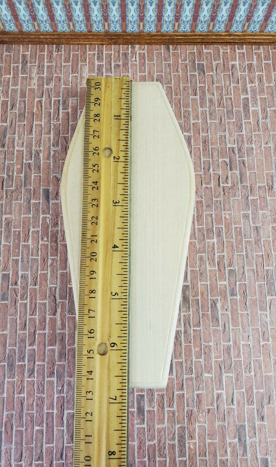 Dollhouse Miniature Coffin Opens Lined Unpainted Wood 1:12 Scale 6 3/4"
