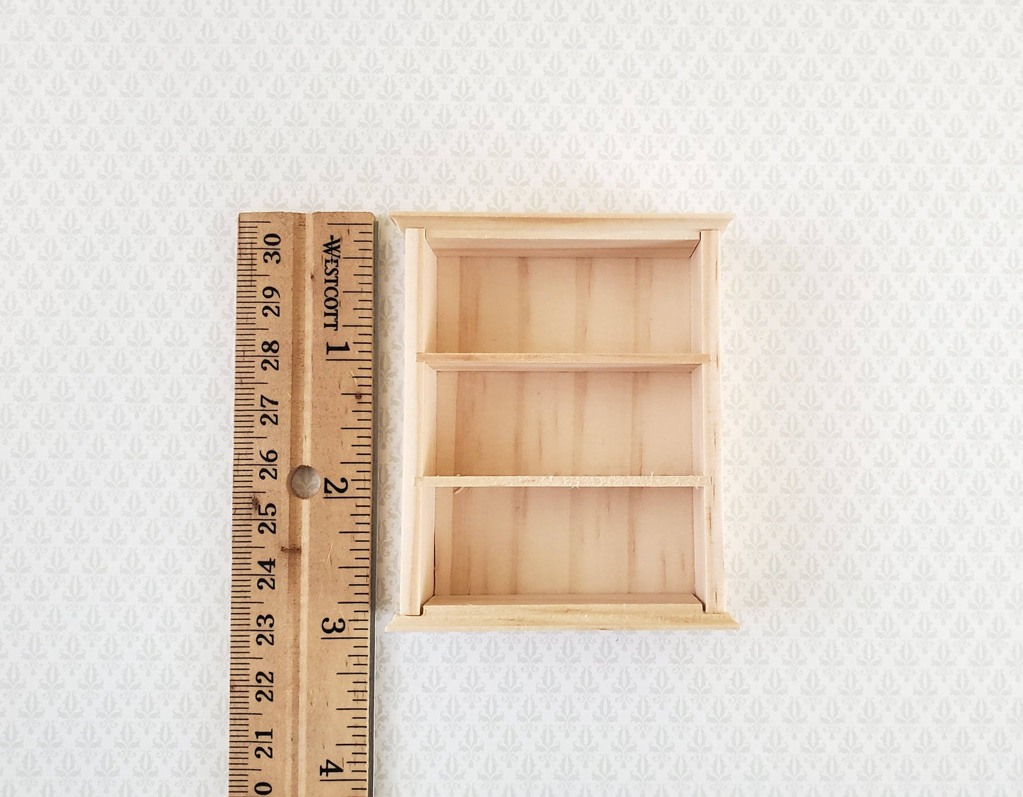 Dollhouse Miniature Hanging Shelf or Half Scale Bookcase 1:12 Scale Furniture Barewood