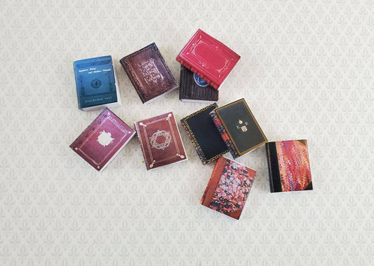 Dollhouse Miniature Book Set x10 Antique Style Set #3 1:12 Scale (blank inside) Handmade