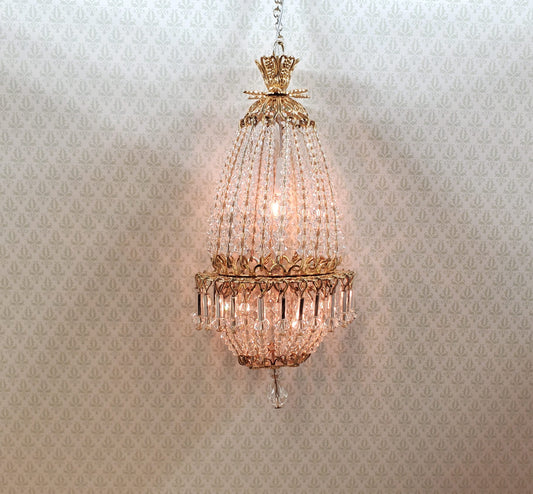 Dollhouse Crystal Chandelier "Daphne Deluxe" Real Glass 12 Volt 1:12 Scale