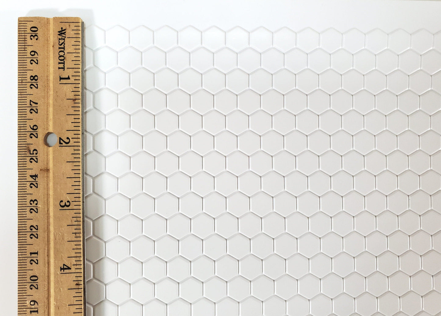 Dollhouse Hexagon Vinyl Tile Flooring Embossed White on White 1:12 Scale Miniatures
