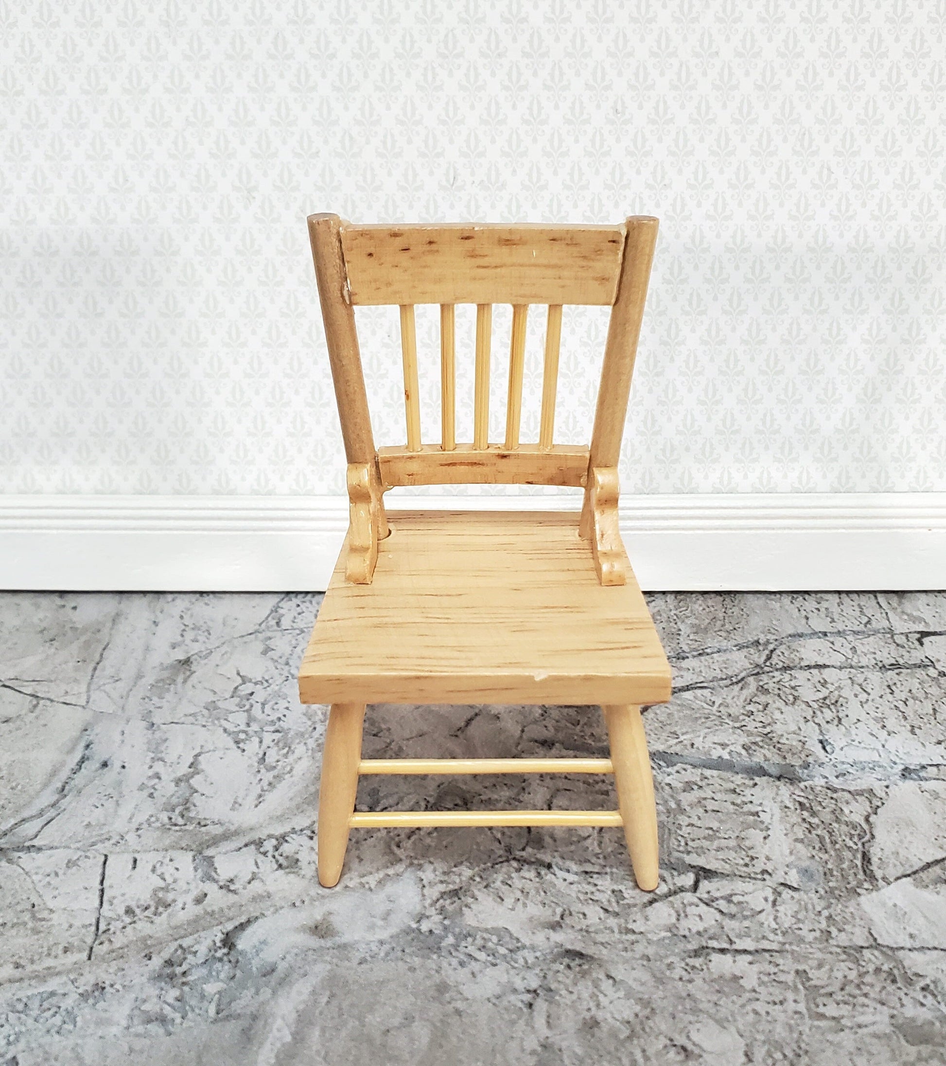 Dollhouse Kitchen Chair Light Oak Wood 1:12 Scale Miniature Furniture M0537B