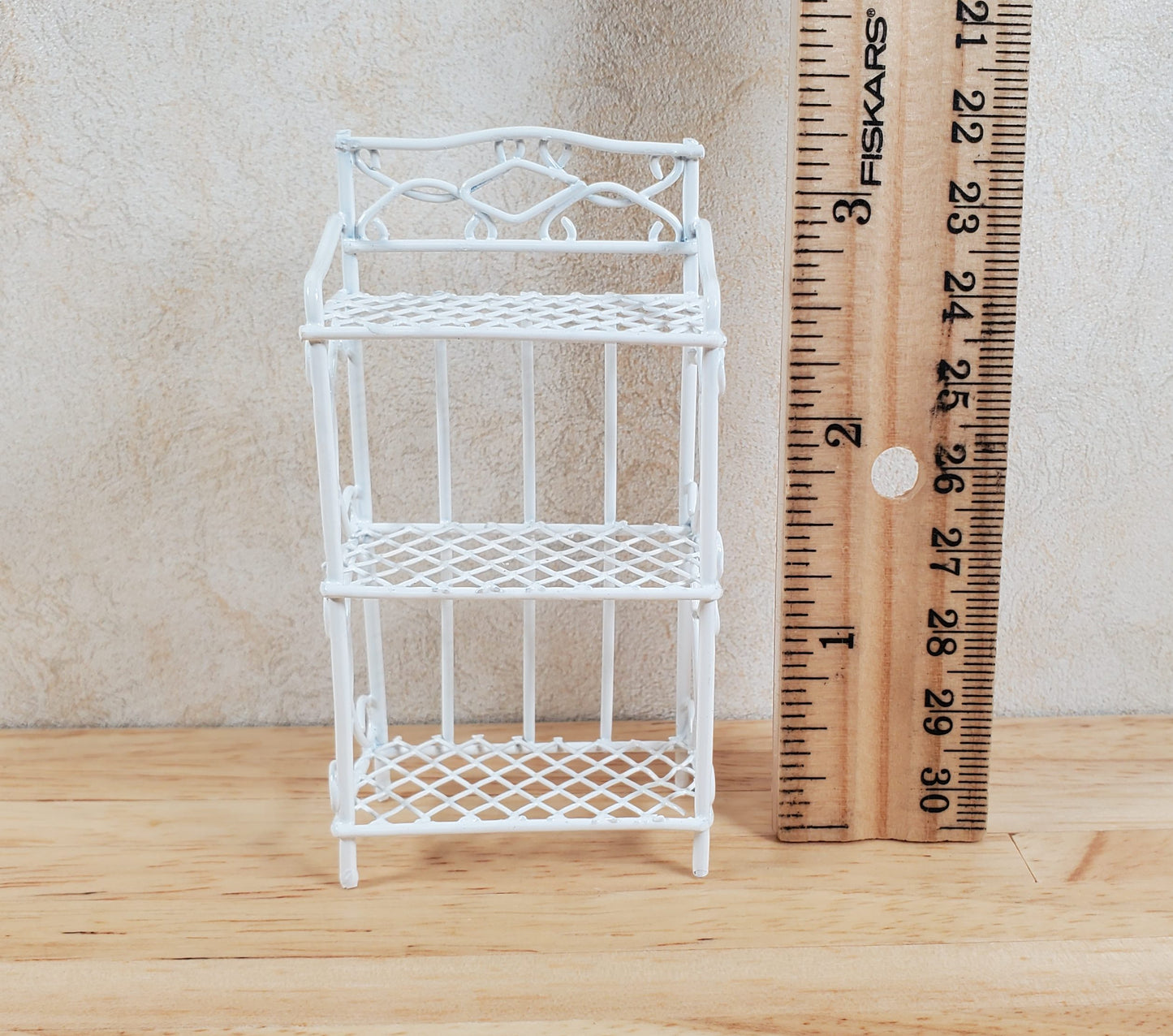 Dollhouse White Metal Shelf Small 3 Shelves 1:12 Scale Miniature Kitchen Bakery