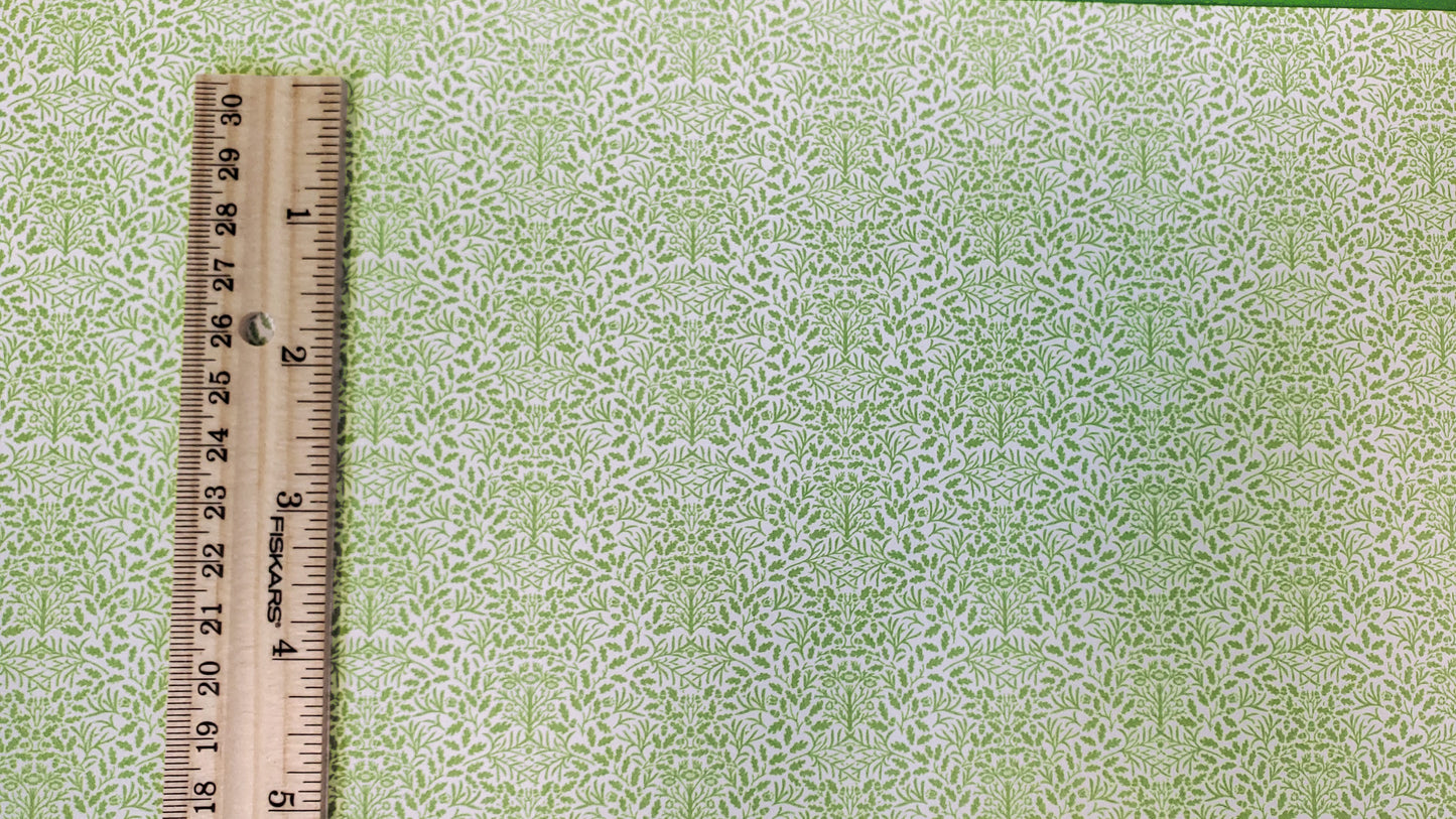 Dollhouse Wallpaper 3 Sheets Green White Leaves Branches "Acorn" 1:12 Scale