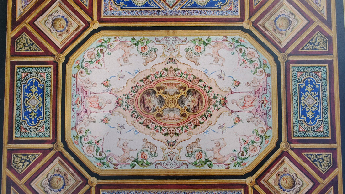 Dollhouse Ceiling Mural Wallpaper Victorian Painted Style 1:12 Scale Itsy Bitsy