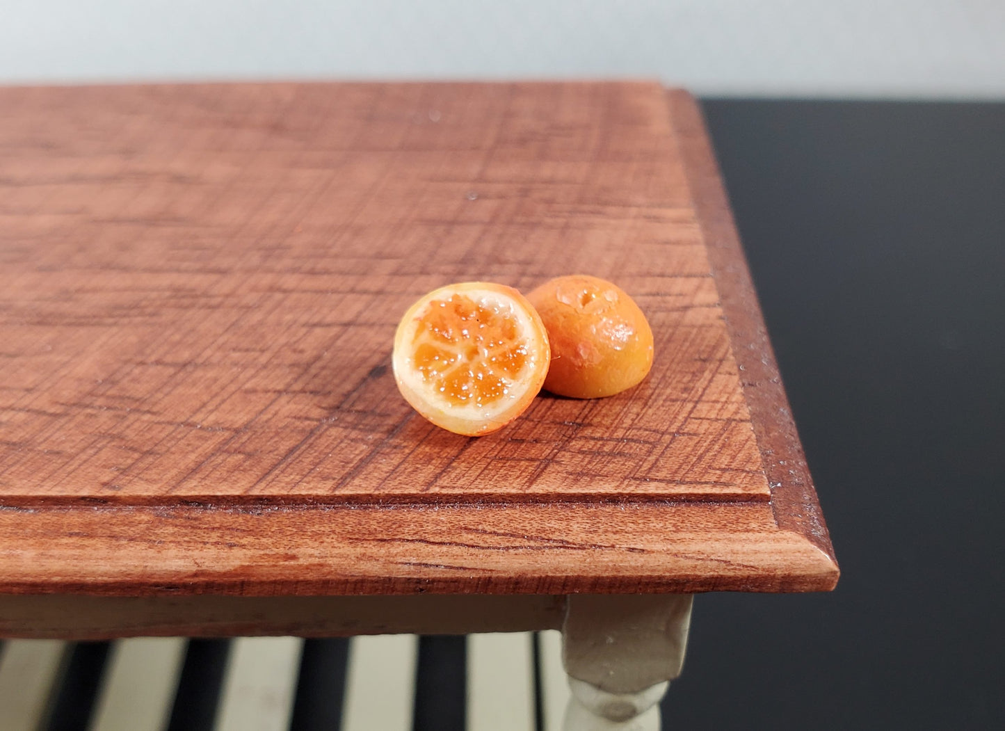 Dollhouse Orange Halves 2 Pieces 1:12 Scale Miniature Food Handmade