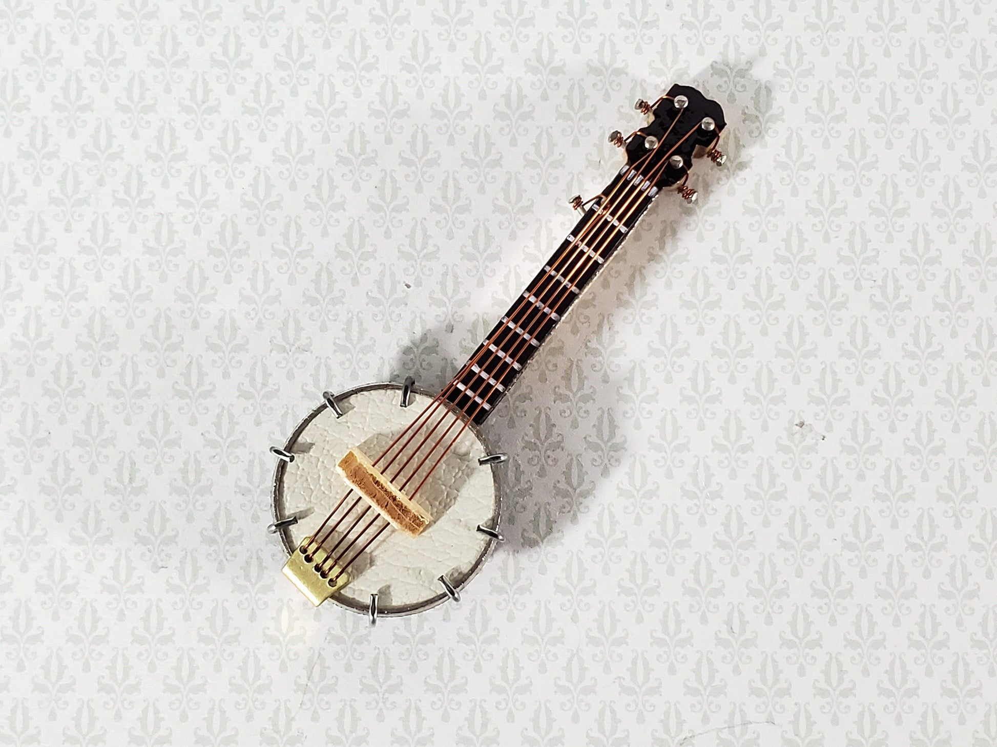 Miniature Banjo Instrument with Case 2 3/4" 1:12 Scale Ornament Prop