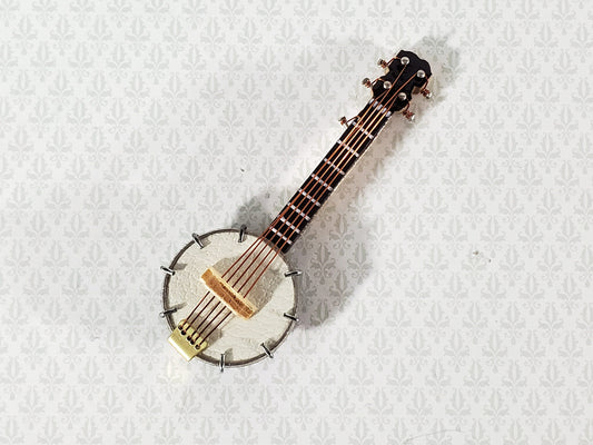 Miniature Banjo Instrument with Case 2 3/4" 1:12 Scale Ornament Prop
