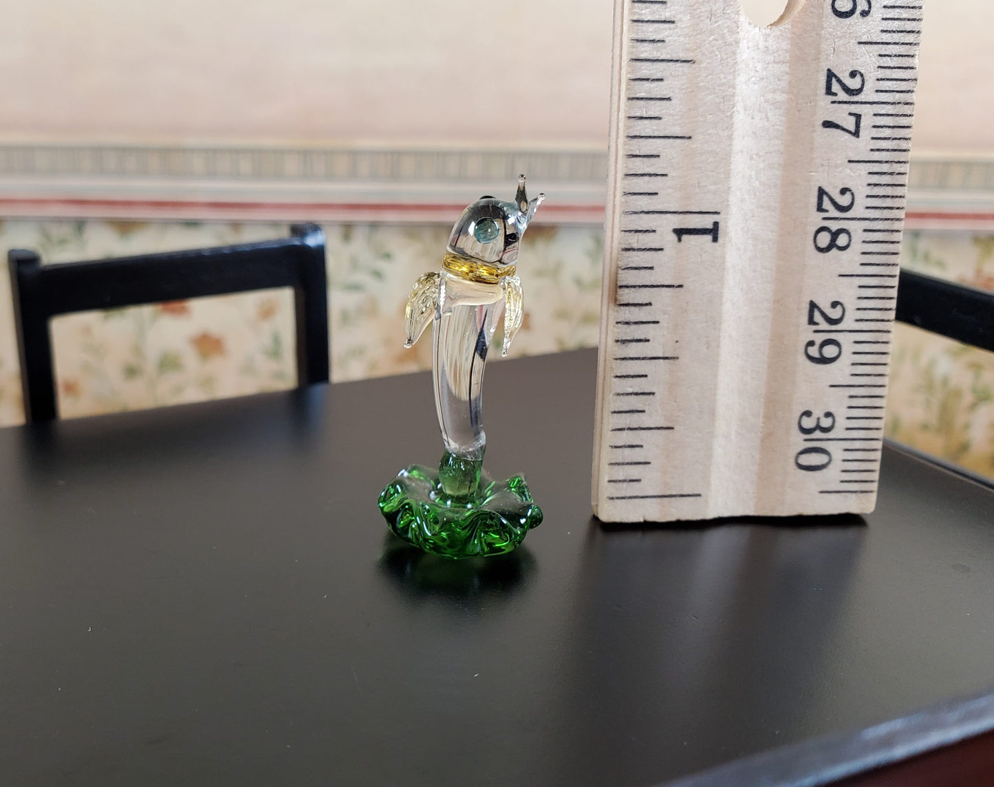 Dollhouse Miniature Glass Dolphin Centerpiece Sculpture 1:12 Scale Miniature