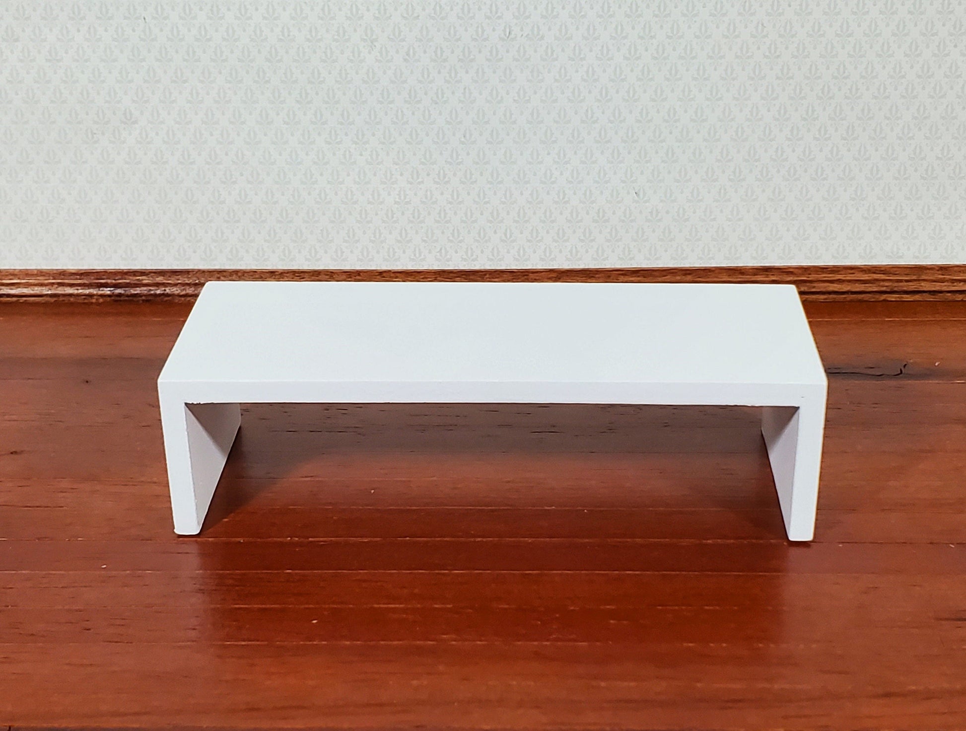 Dollhouse Modern Coffee Table White Finish 1:12 Scale Miniature Furniture