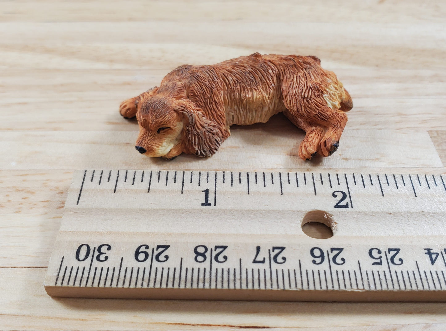 Dollhouse Dog English Cocker Spaniel Sleeping Brown 1:12 Scale Miniature Animal