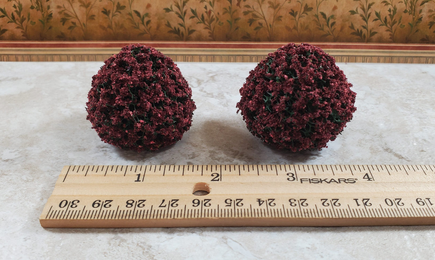 2 Model Scenery Round Flowering Shrubs Mauve Dollhouses Scale Model RR 1.5"