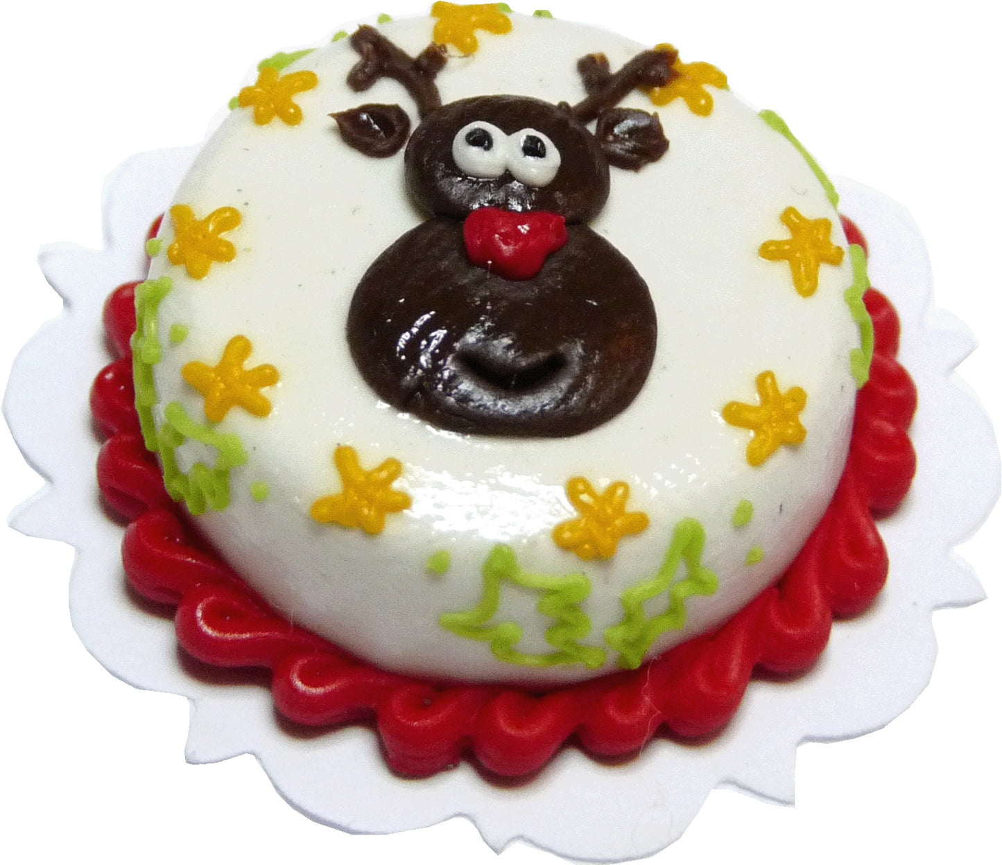 Dollhouse Reindeer Christmas Cake 1:12 Scale Miniature Dessert Food