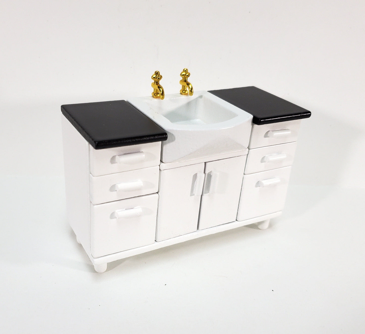 Dollhouse Modern Kitchen or Bathroom Sink Cabinet in White1:12 Scale Miniature Furniture