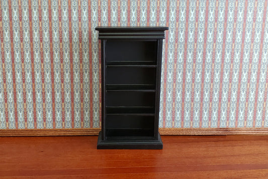 Dollhouse Miniature Bookcase 4 Shelves Black Finish 1:12 Scale Furniture Bookshelf