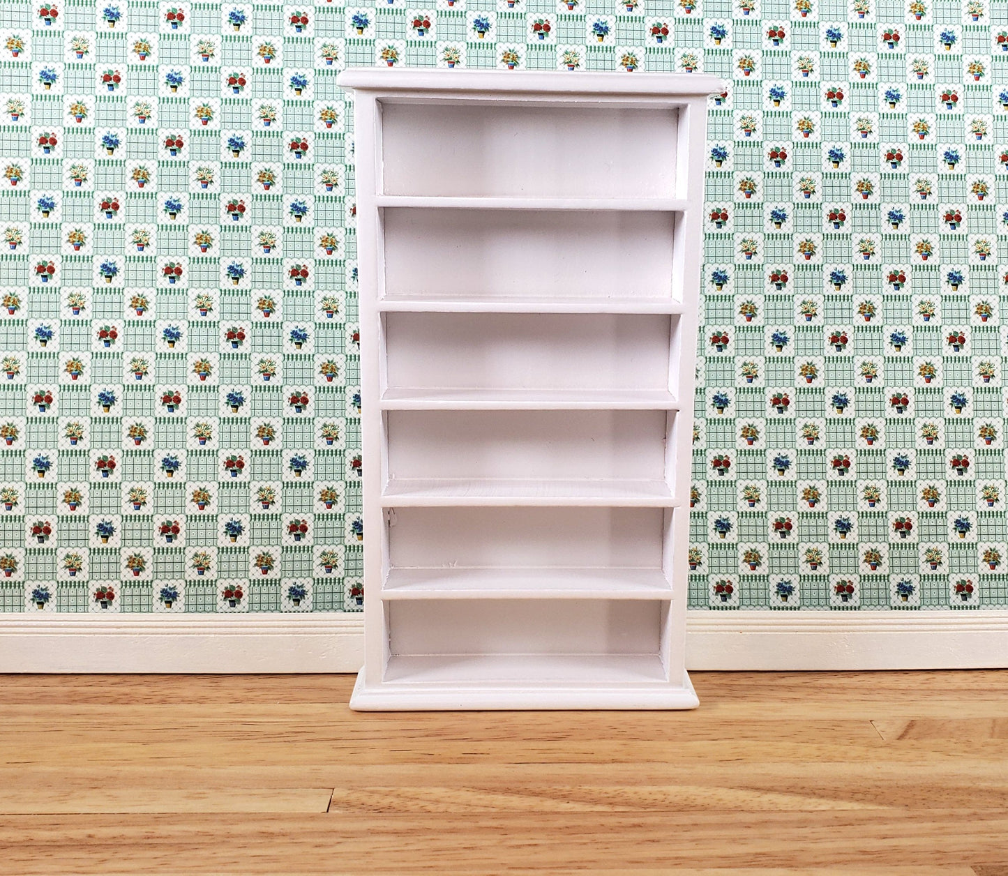 Dollhouse Tall Bookcase White Shelves Bookshelf 1:12 Scale Miniature Furniture