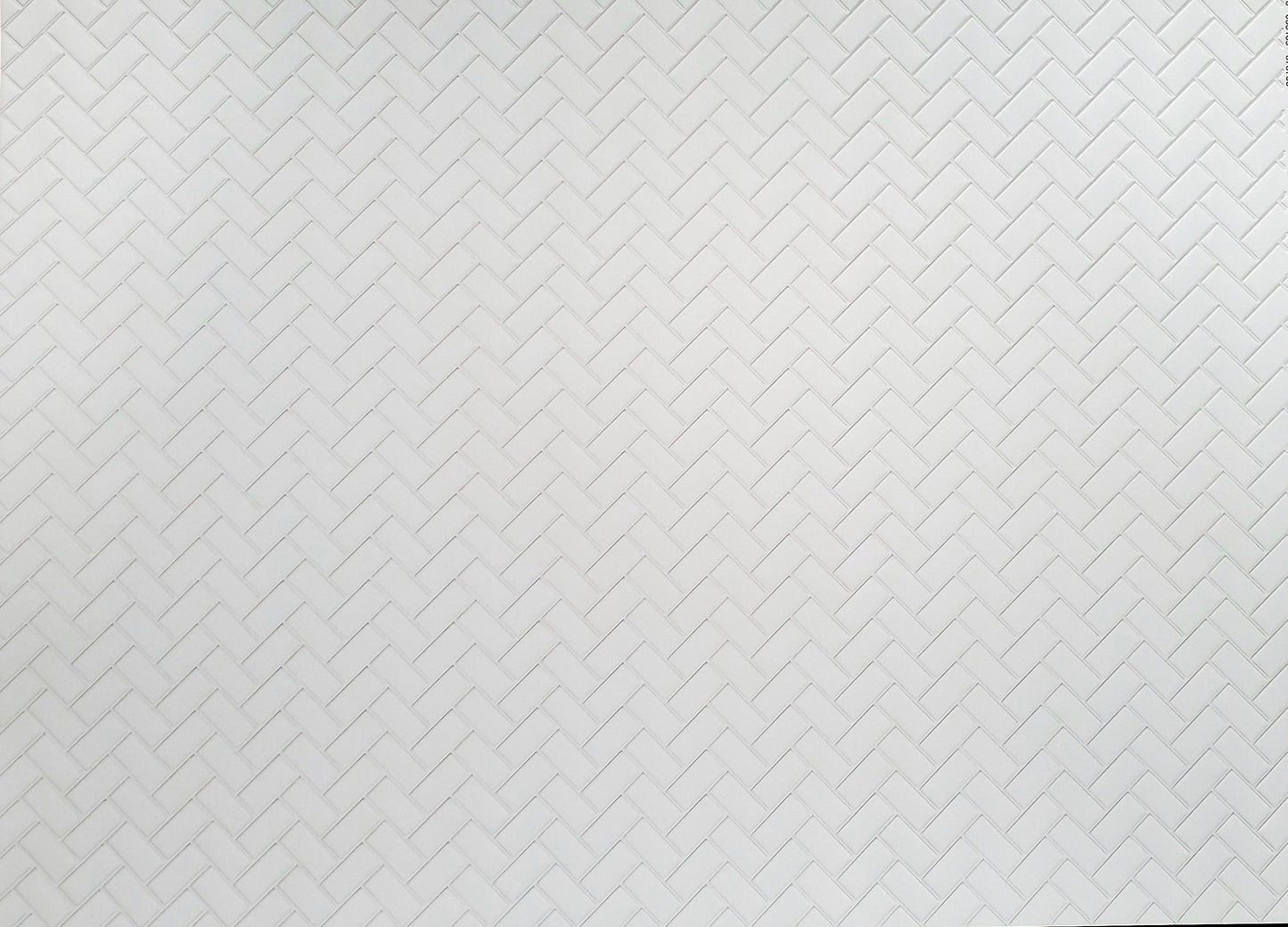 Dollhouse Subway Tile Herringbone White Embossed Glossy Card 1:12 Light Grout
