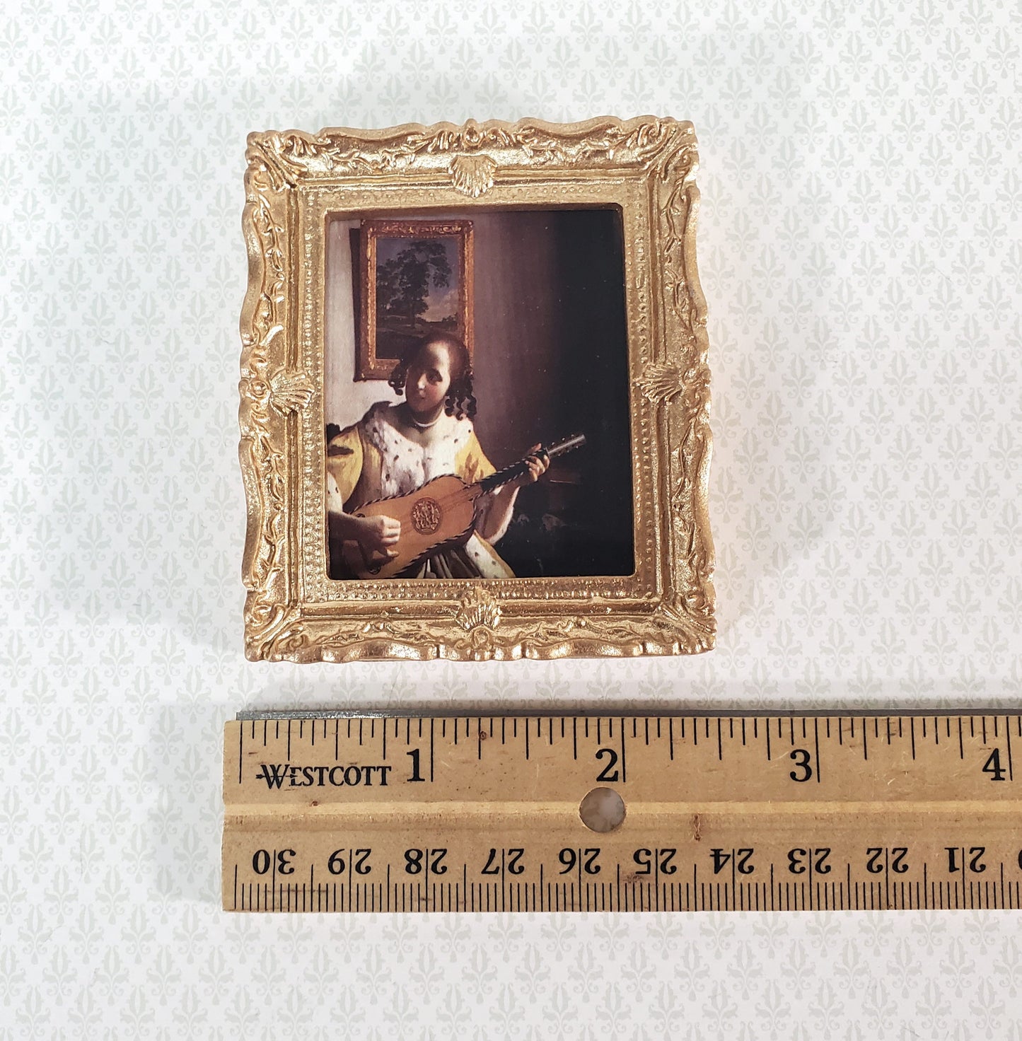 Miniature Vermeer Framed Print The Guitar Player 1:12 Scale Dollhouse Decor
