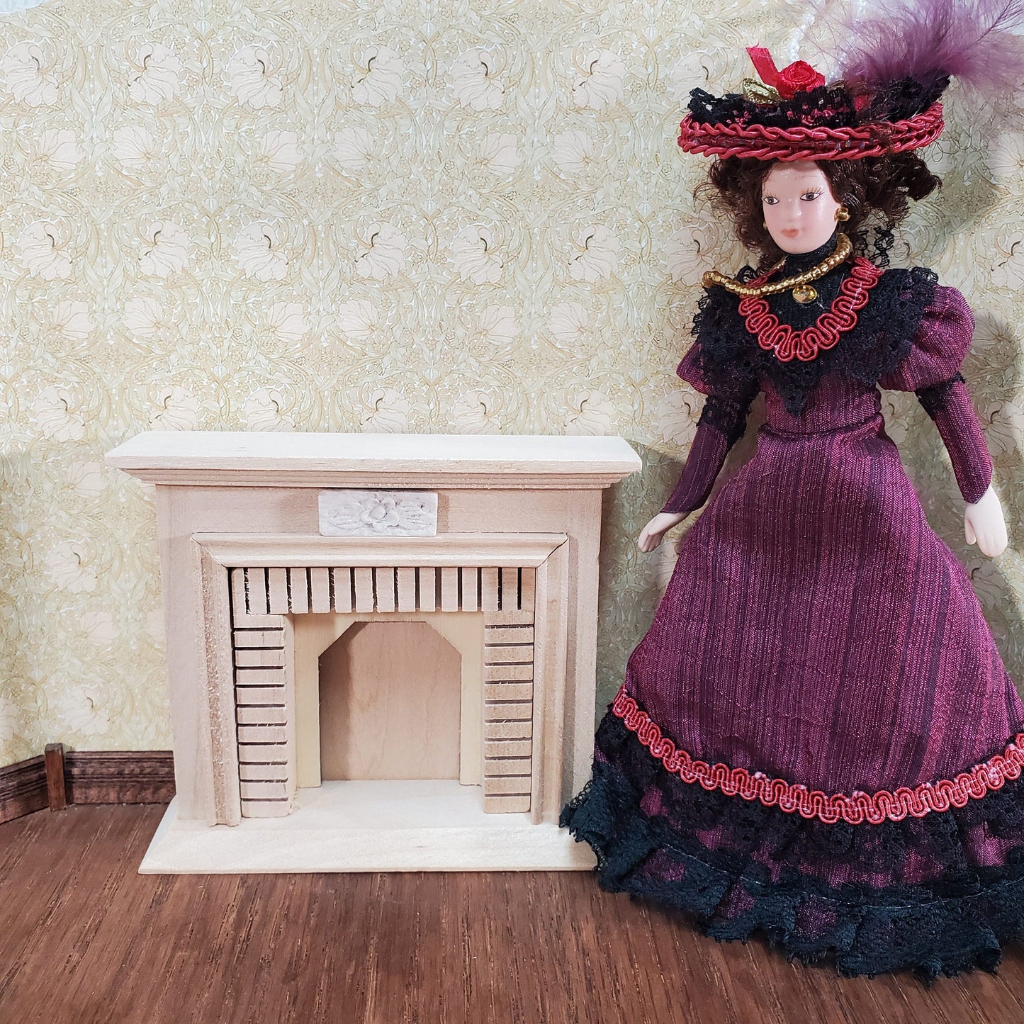 Dollhouse Small Fireplace Miniature Furniture DIY Unpainted Wood