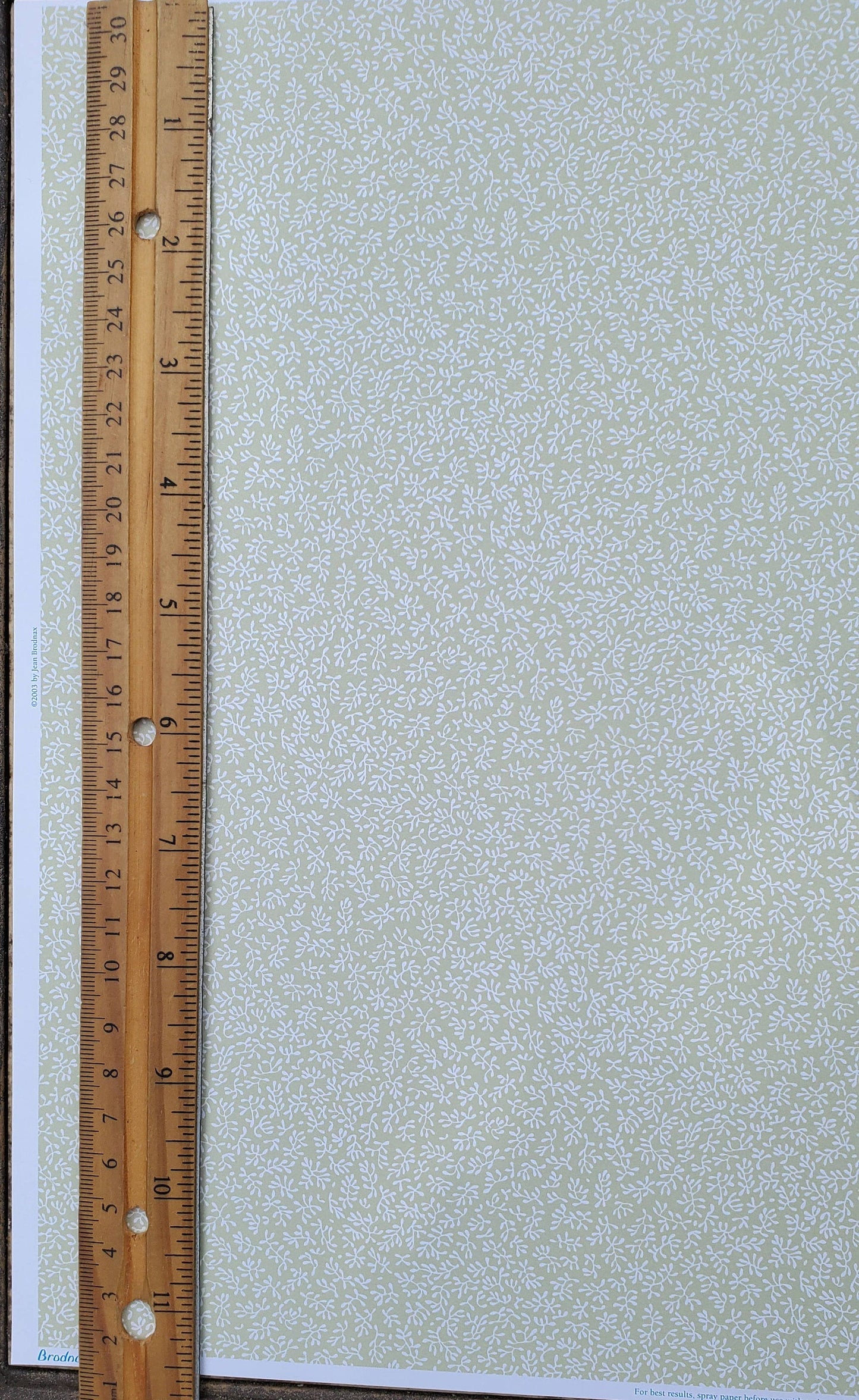 Dollhouse Wallpaper Brodnax Sage Green & White "Conservatory" 1:12 Scale Miniature