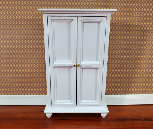 Dollhouse Wardrobe Armoire Closet Large Furniture 1:12 Scale Miniature White Wood