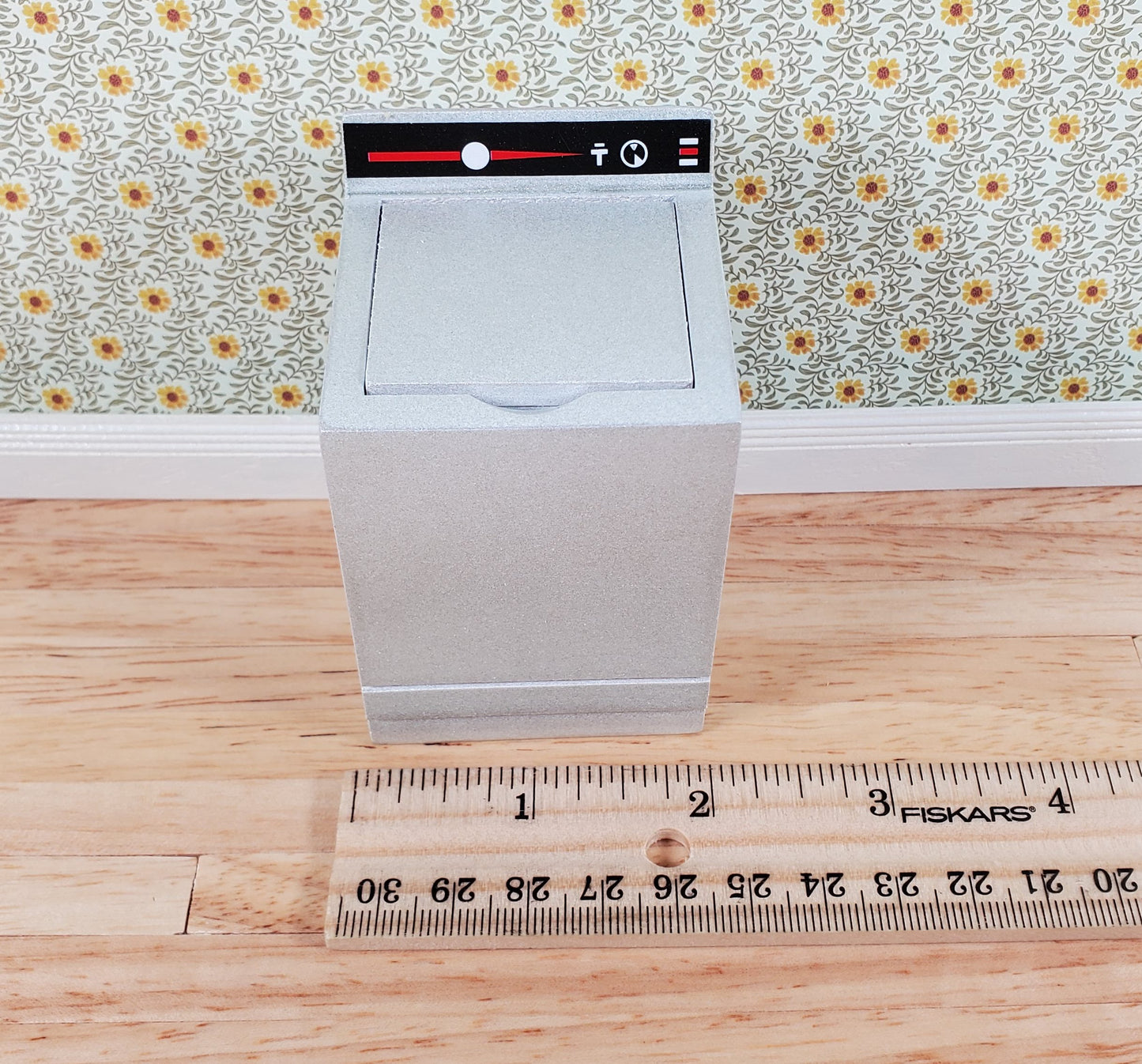 Dollhouse Washing Machine Silver Top Load Wash 1:12 Scale Modern Miniature