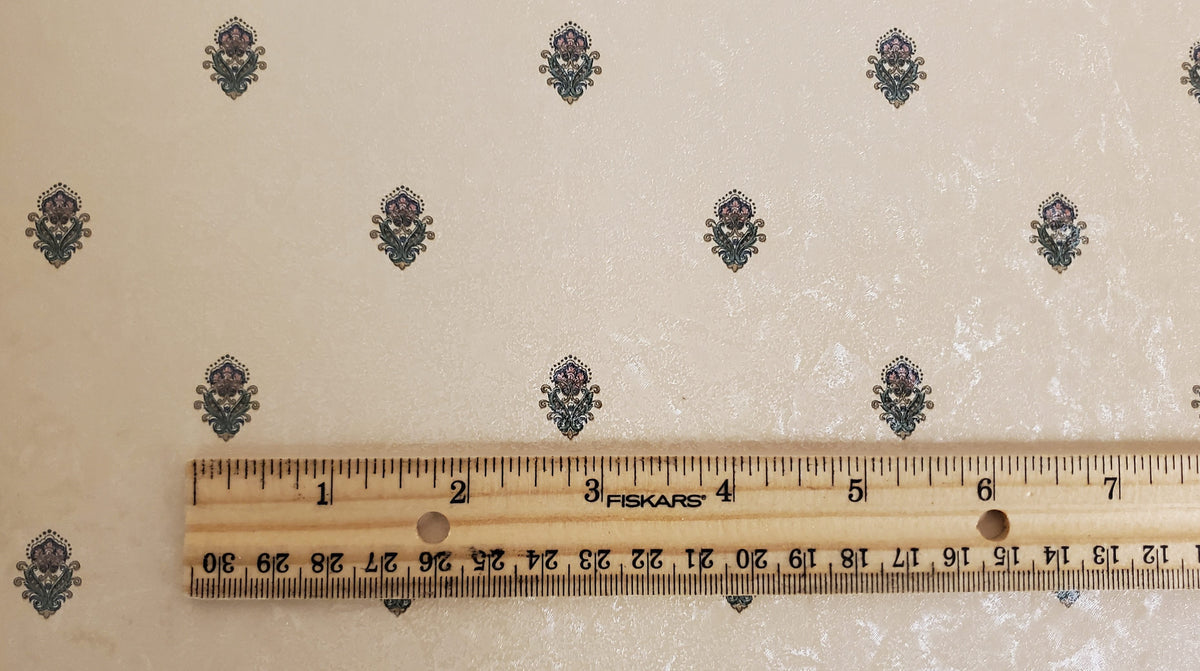 Dollhouse Wallpaper Royal Flower Beige 3 sheets 1:12 Scale Miniature