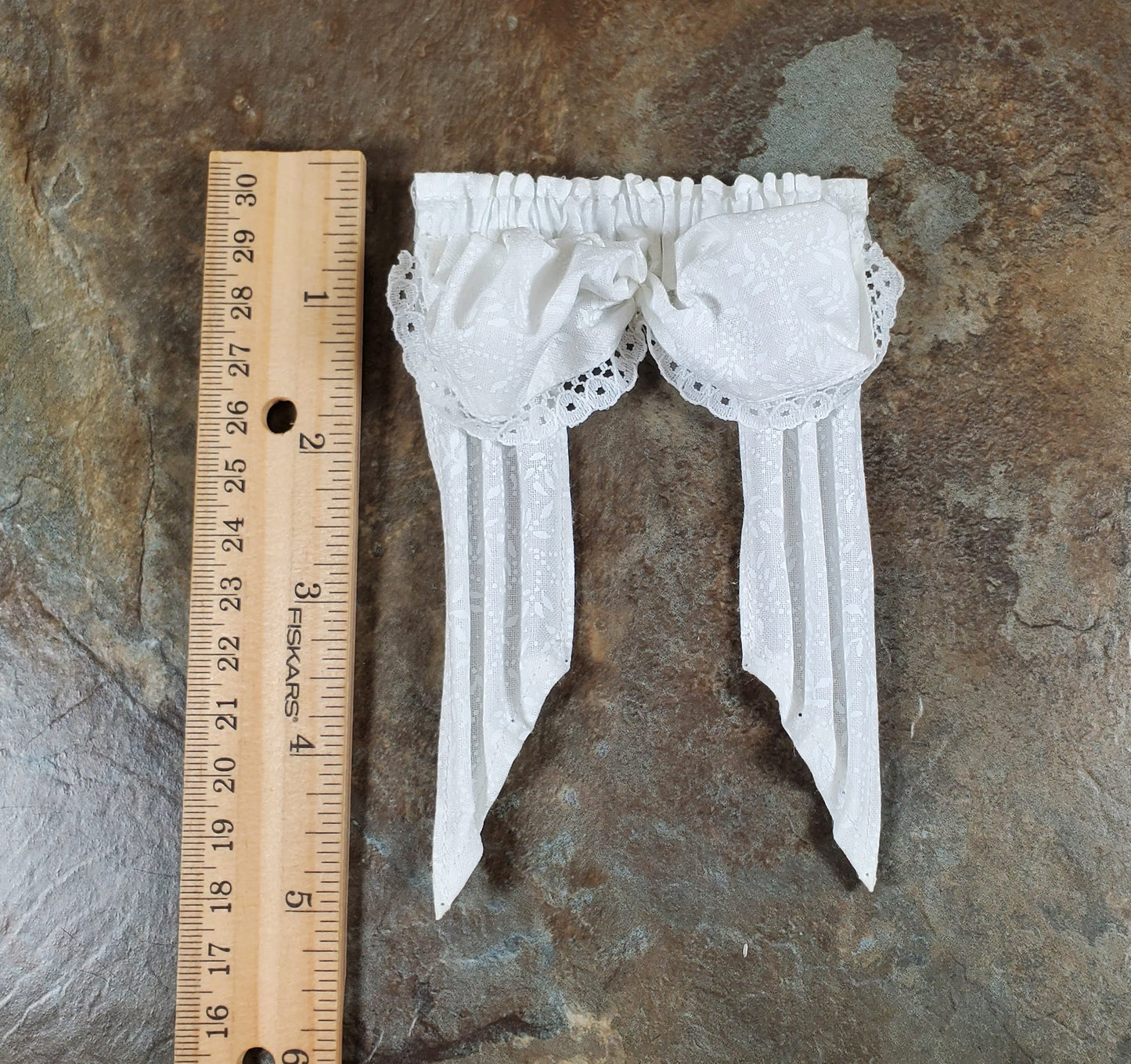 Dollhouse Curtains Balloon Valance White 1:12 Scale Handmade Miniatures