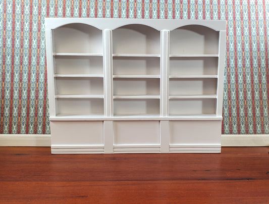Dollhouse Bookshelf Miniature Bookcase Library Shelf 3 Bay WHITE 1:12 Scale Furniture