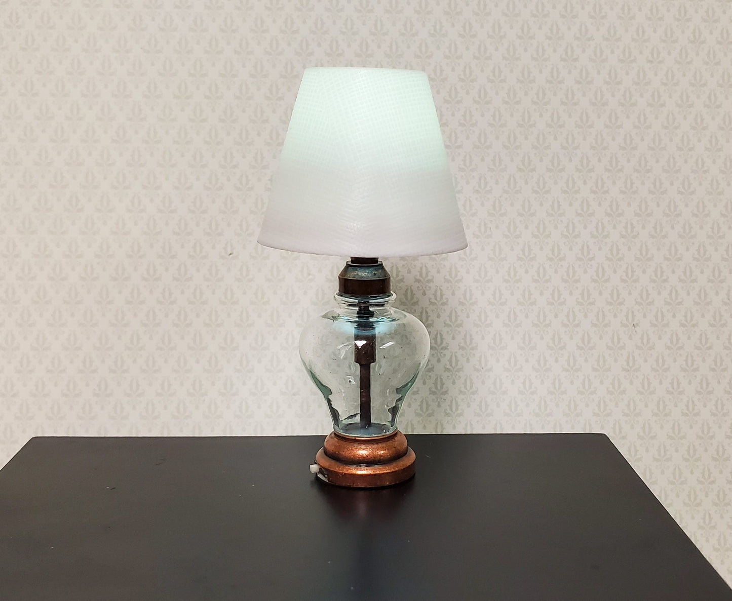 Dollhouse Modern Table Lamp Battery Operated Bronze 1:6 Scale Houseworks 2382