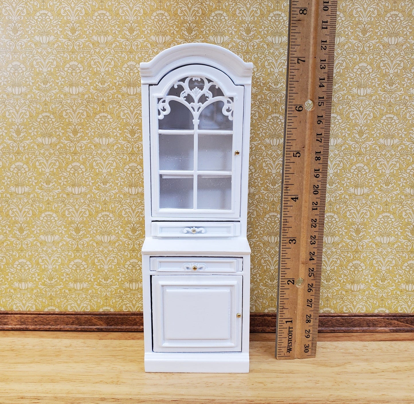 Dollhouse Cabinet Hutch Kitchen or Living Room White Finish 1:12 Scale Miniature Furniture