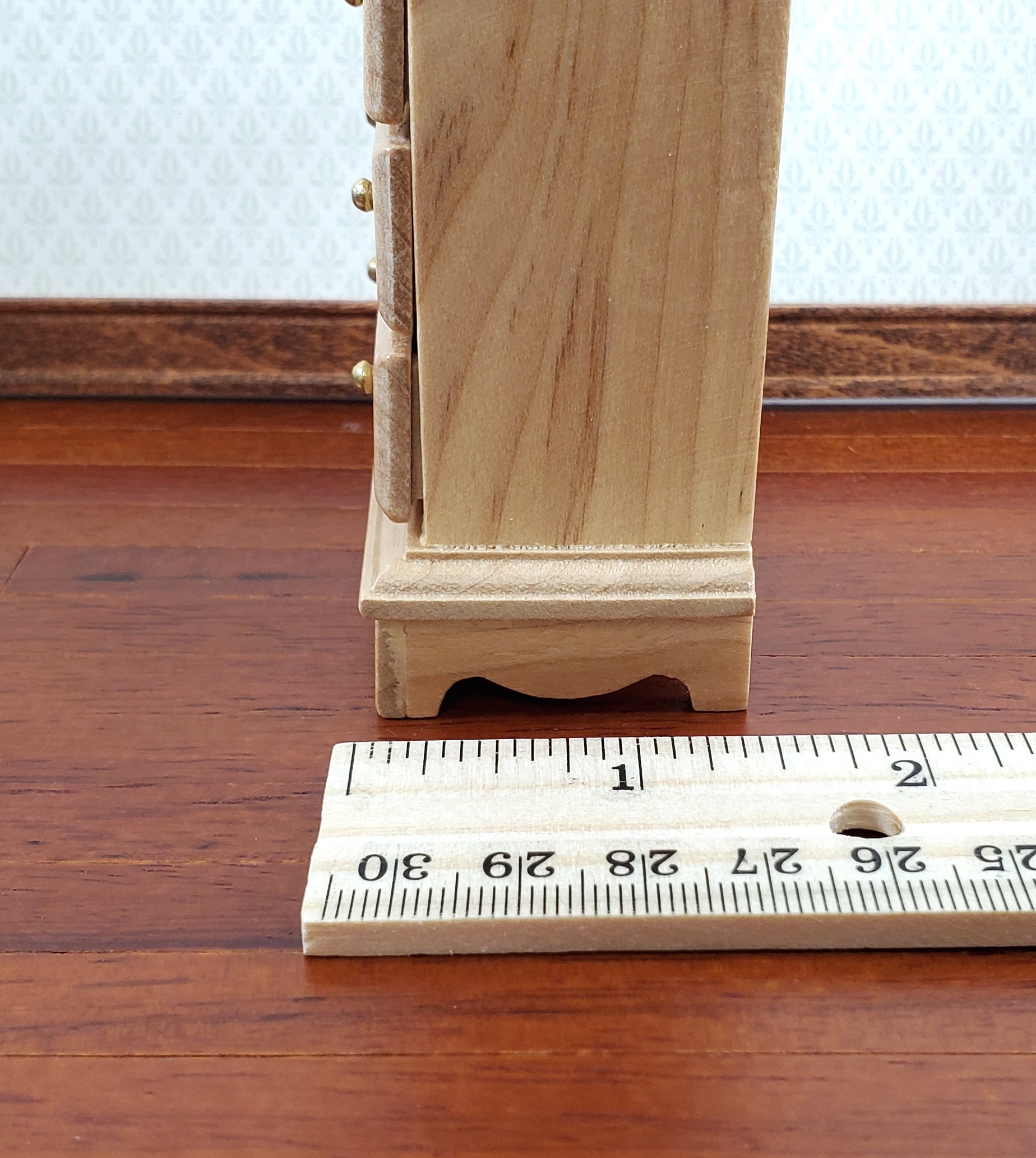 Dollhouse Miniature Dresser Chest Tall 4 Drawer 1:12 Scale Light Oak Finish