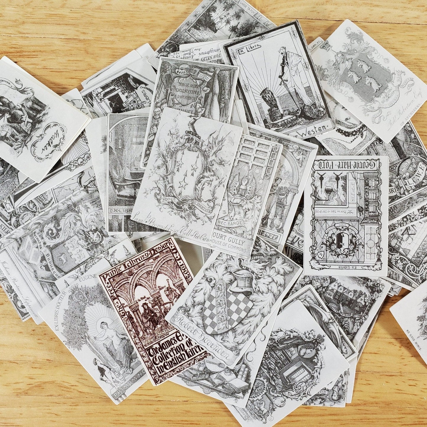 100 Mini 19th Early 20th Century Book Plates Vintage Pictures Scrapbooking Stamping - Miniature Crush