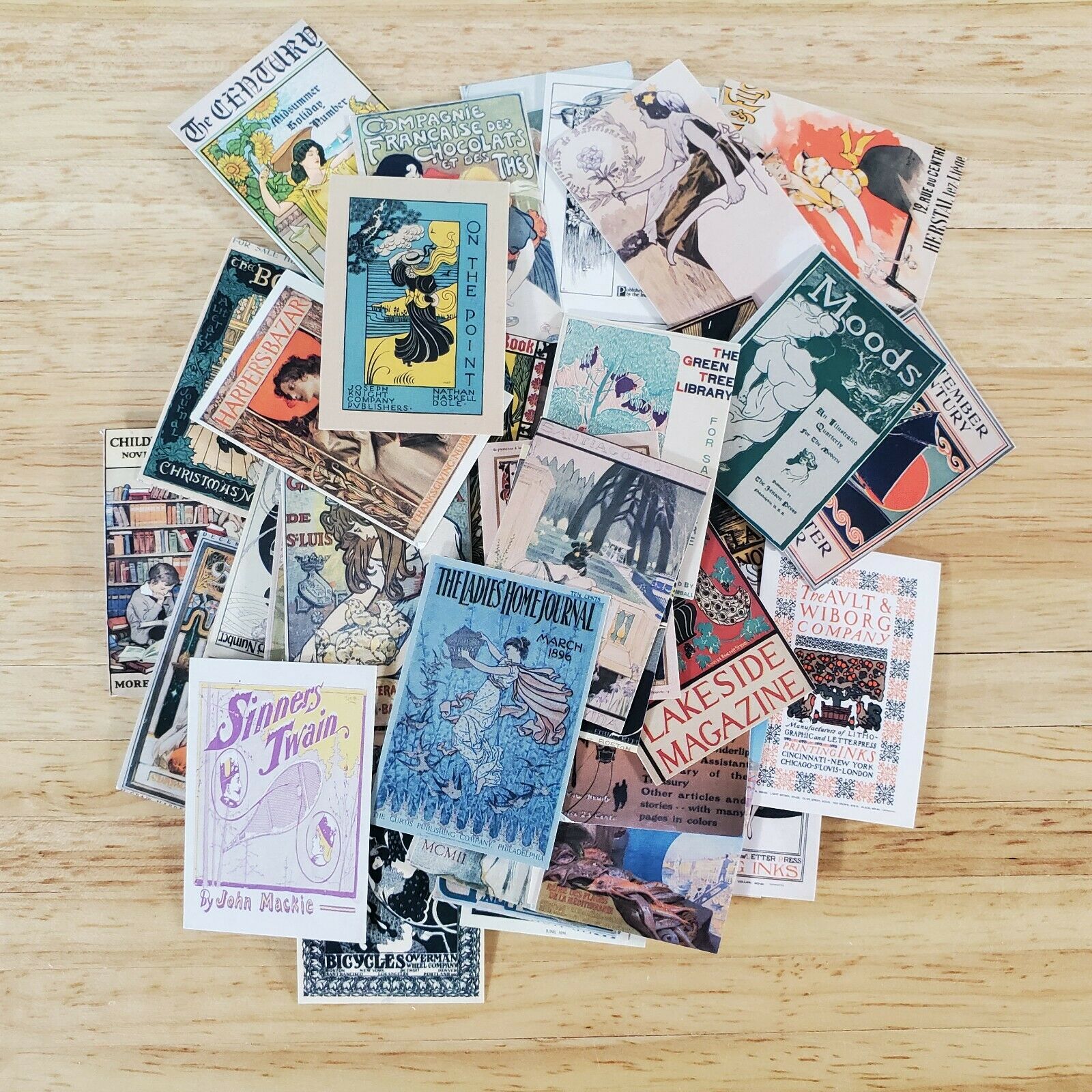 100 Mini Art Nouveau & Art Deco Prints Cardstock Vintage Pictures Scrapbooking - Miniature Crush