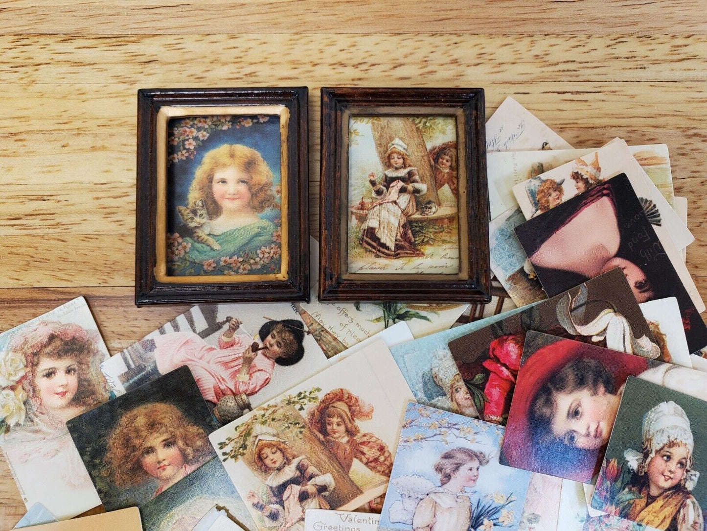 100 Mini Childhood Prints on Cardstock Vintage Pictures Scrapbooking Stamping - Miniature Crush