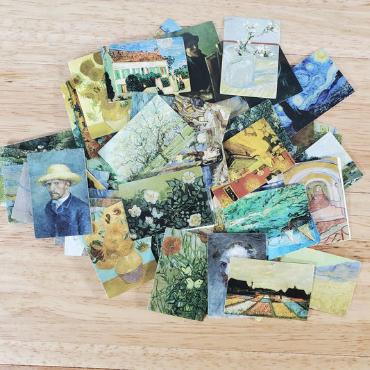 100 Mini Vincent Van Gogh Prints on Cardstock Vintage Pictures Scrapbooking - Miniature Crush