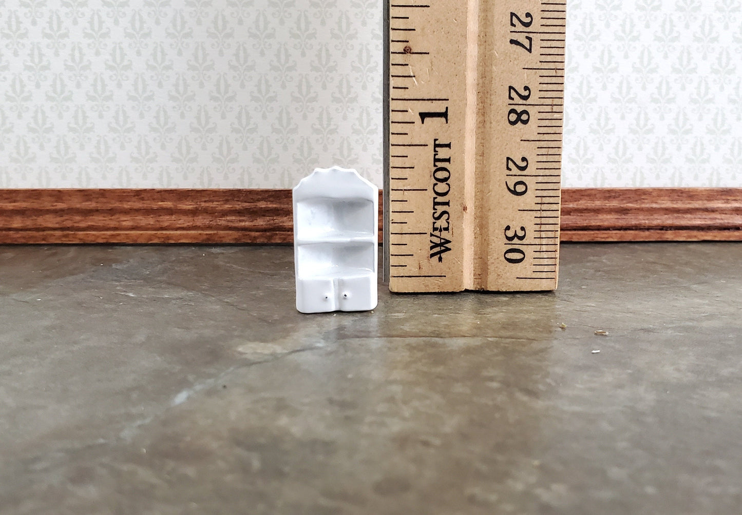 Dollhouse Miniature 1:144 Scale White Corner Cabinet Cupboard Metal