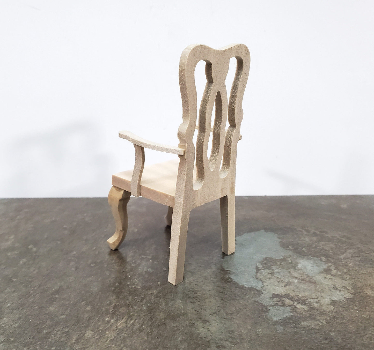 Dollhouse Arm Chair Dining or Side Chair Unpainted Wood 1:12 Scale Miniature Furniture