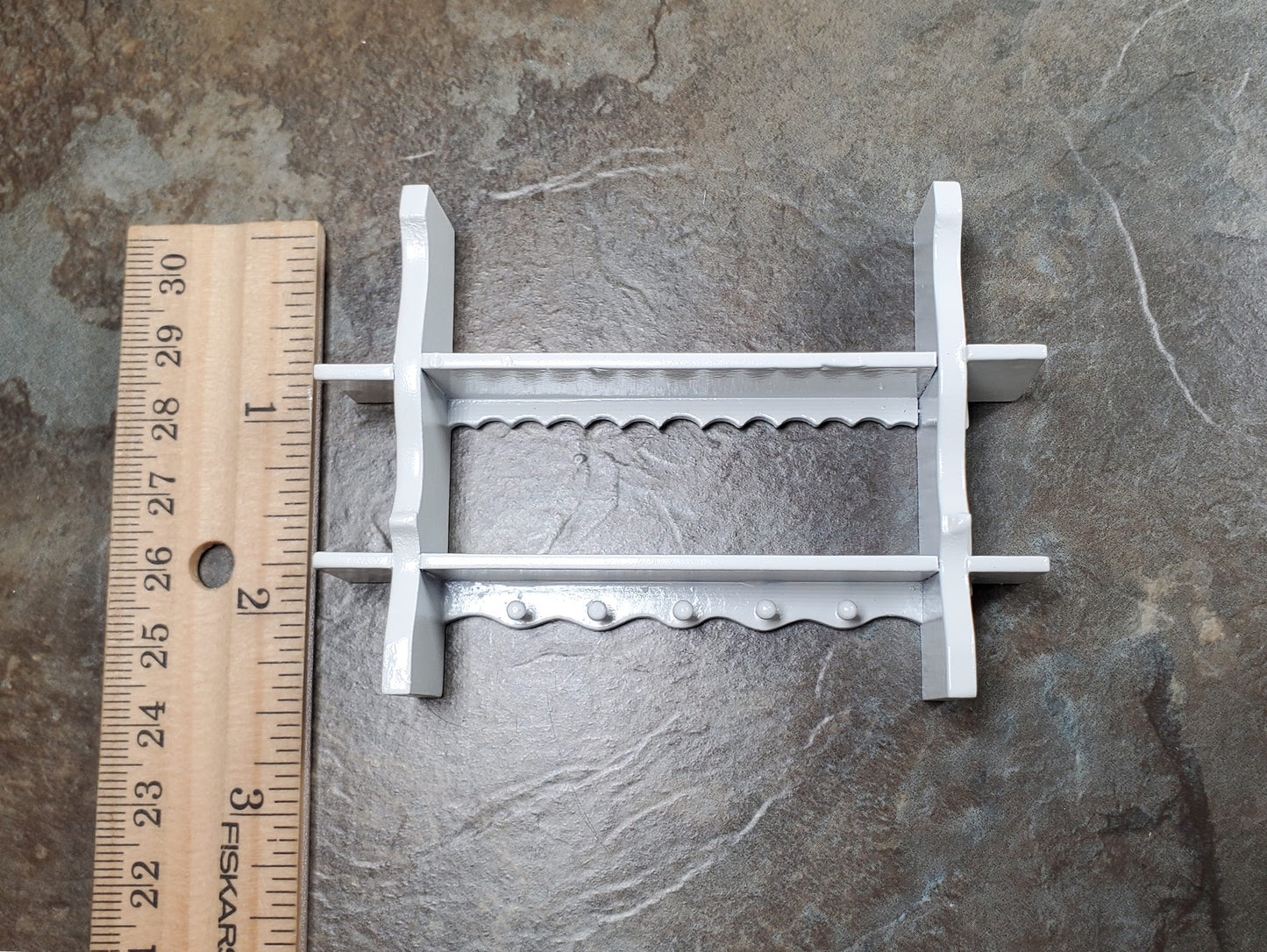 Dollhouse Wood Kitchen Shelf with Pegs 1:12 Scale Miniature White Finish