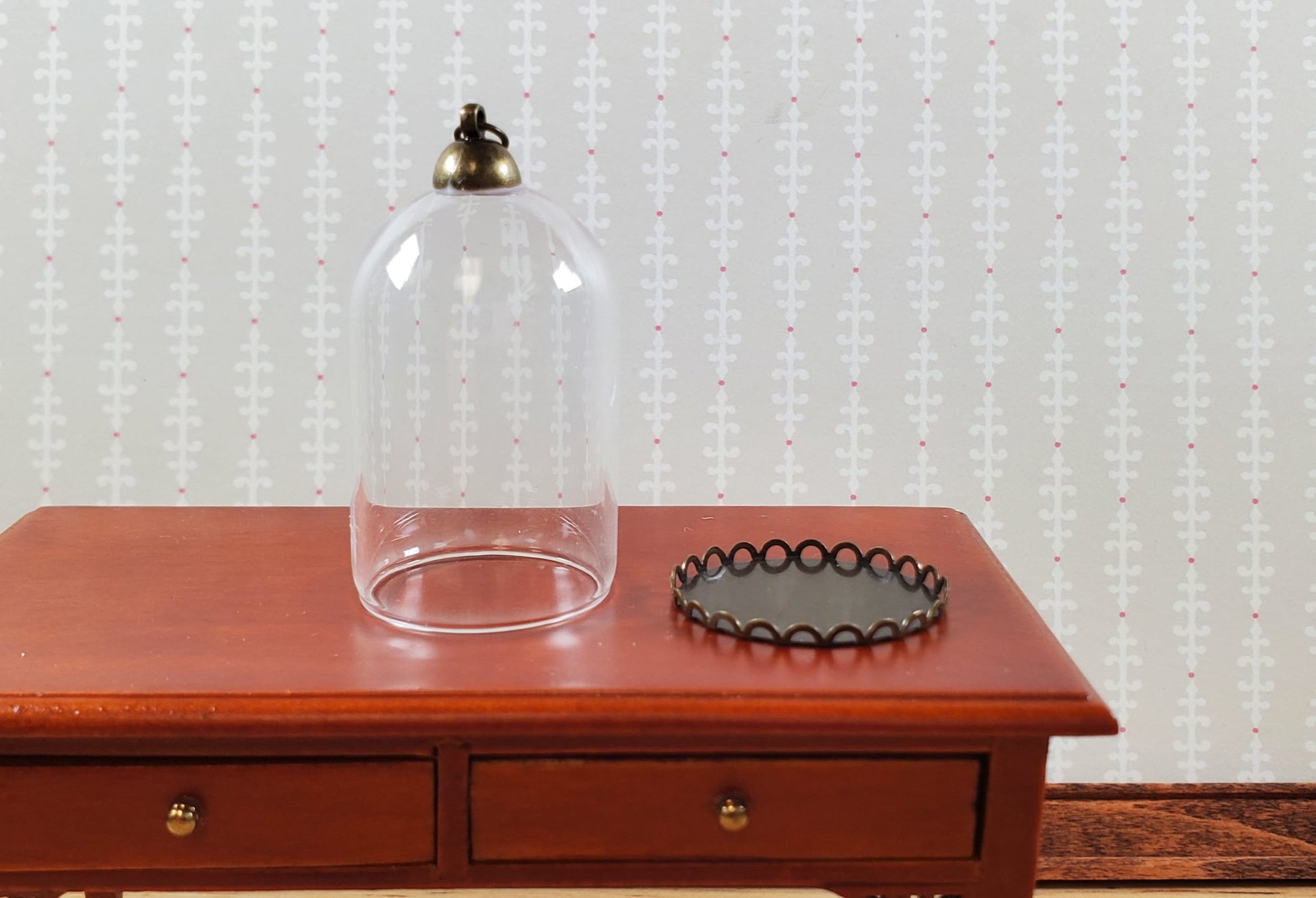 Tiny Bell Jar Dome Glass Cover on Base Display Miniature Curiosities 1 1/2" tall