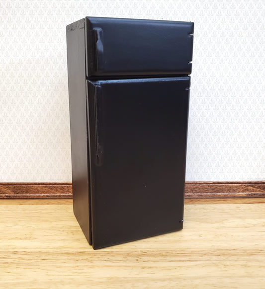 Dollhouse Fridge Modern Refrigerator Freezer Black 2 Door 1:12 Scale Miniature