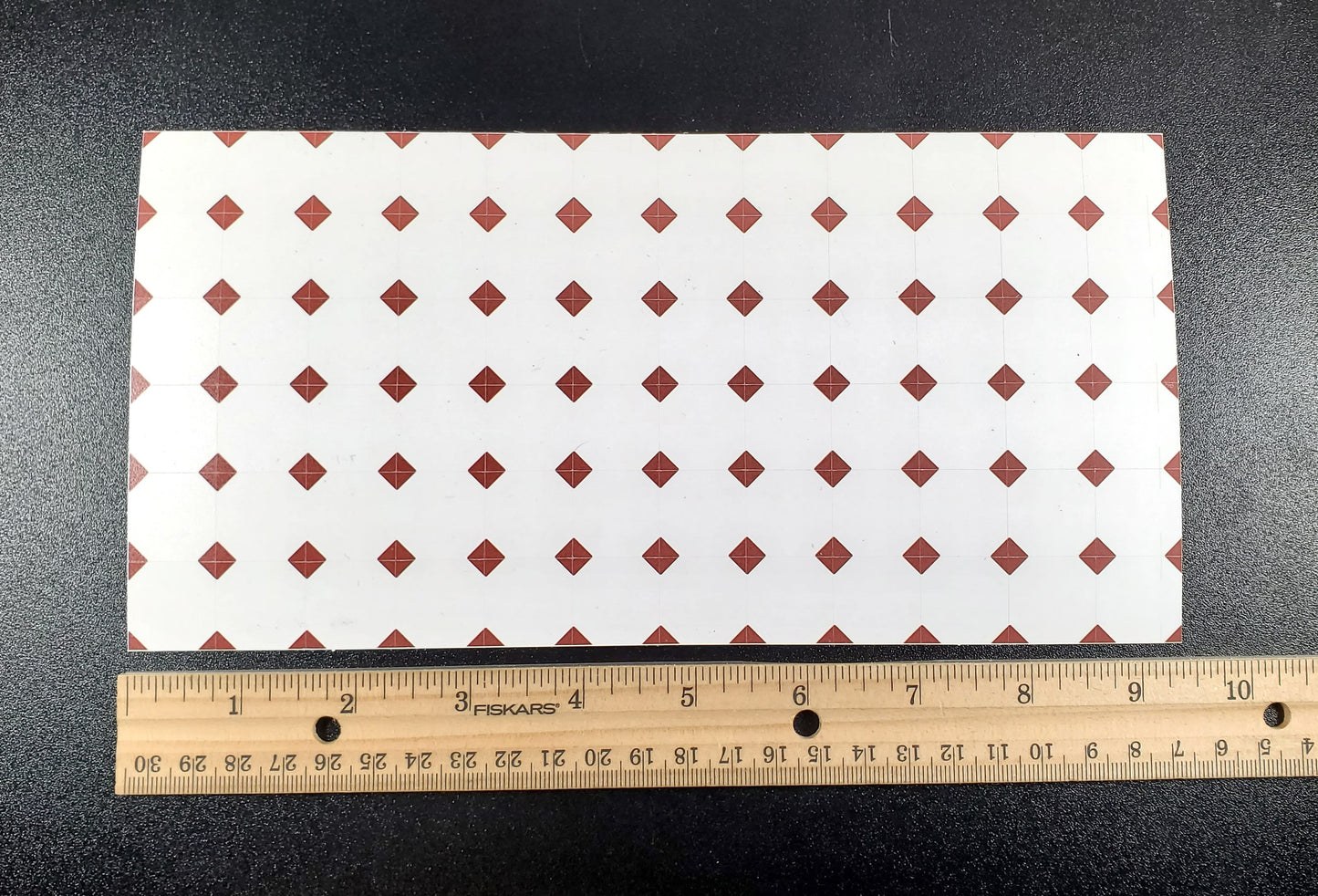 Dollhouse Tile Floor Sheet White with Dark Red Diamonds 1:12 Scale Miniature