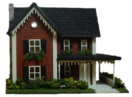 1:144 Scale Dollhouse KIT Tiny Country Farm House 5 Room Home Includes Greenery - Miniature Crush