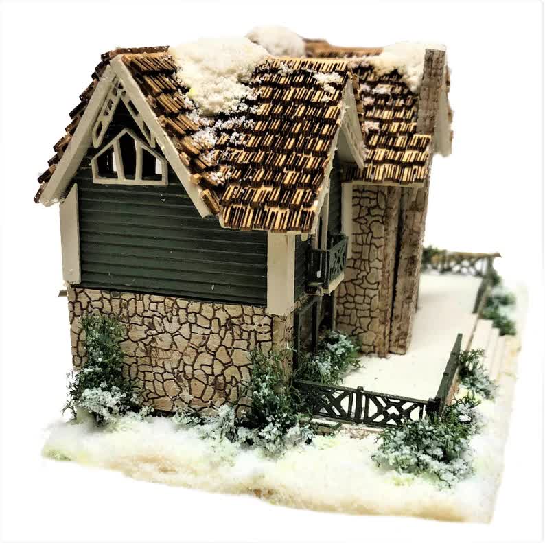 1:144 Scale Dollhouse KIT Tiny Vacation Lodge Home Log Home or Siding Option - Miniature Crush