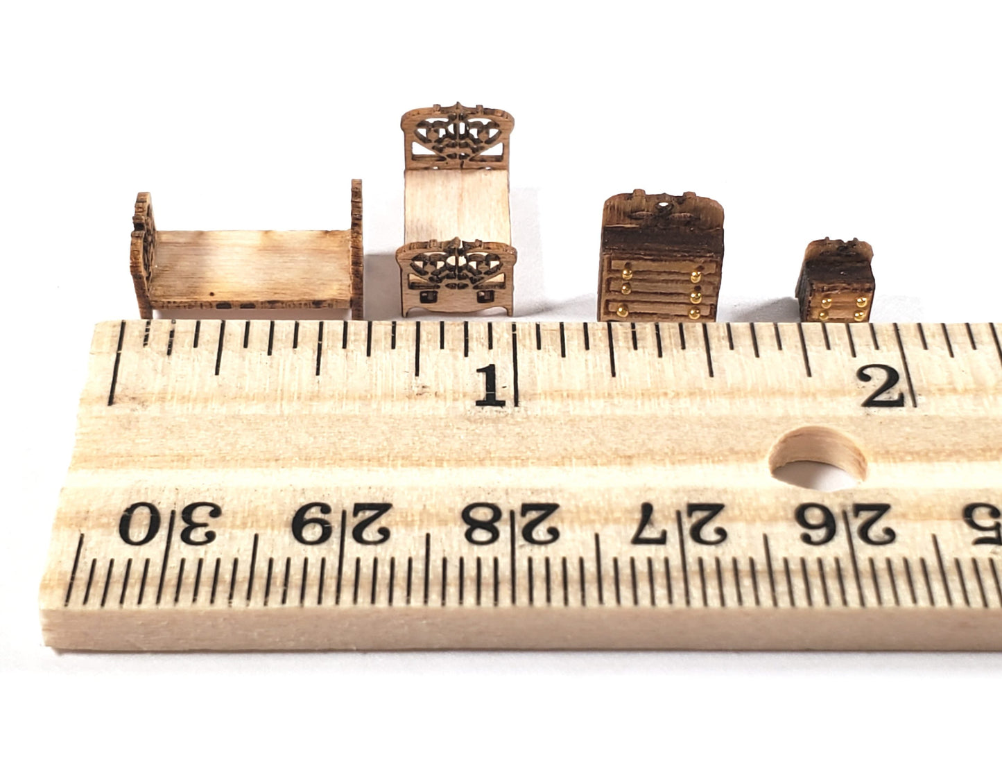 Dollhouse 1:144 Scale Furniture KIT DIY Bedroom Victorian Children's 2 Beds ++
